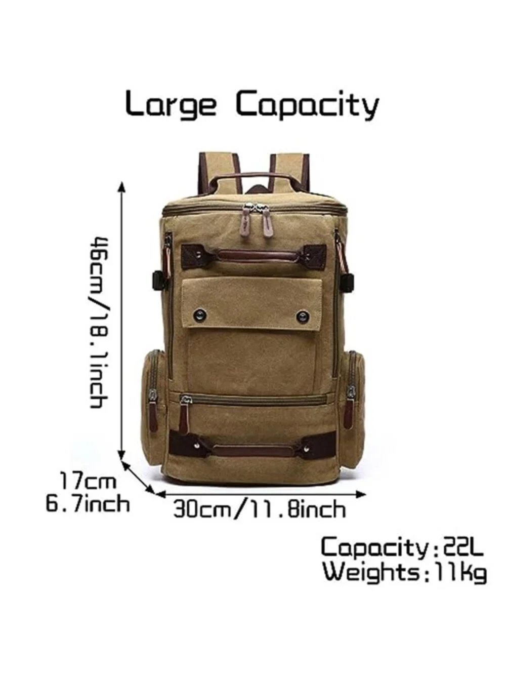 Men's Vintage Canvas Backpack Casual Travel Rucksack 15.6inch Laptop